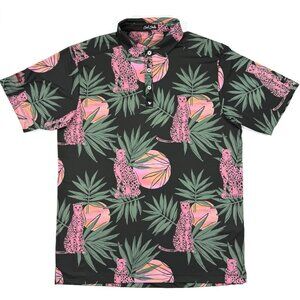 Bad Birdie Mens Golf Polo Shirt Cheetah Tropical Colonial Country Club Sz Large